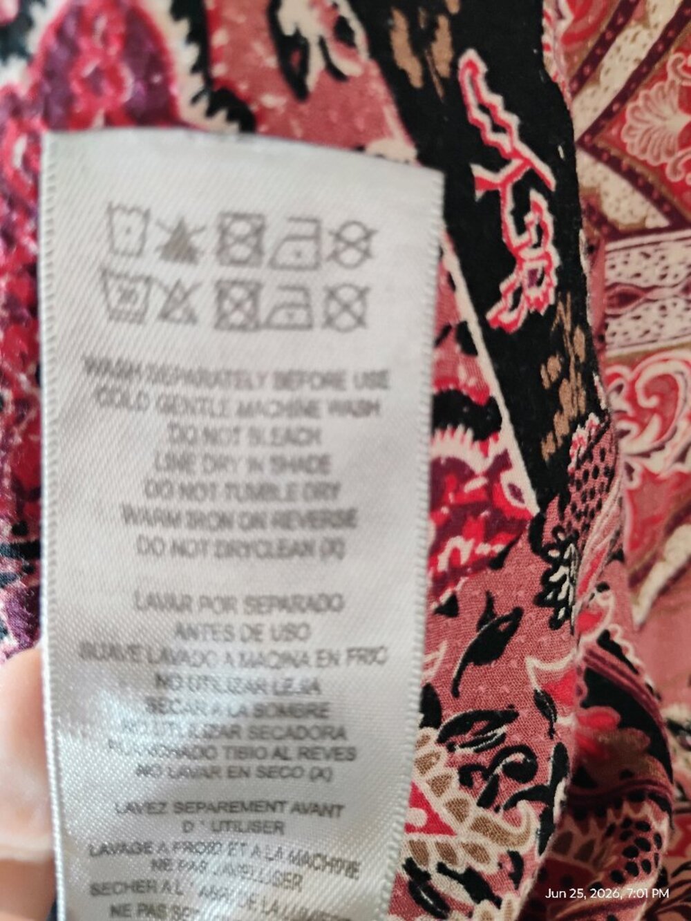Avenue Plus Size Peasant Top – Size 26/28 – Pink & Black Paisley Patchwork - Picture 7 of 10